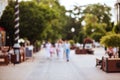 Blurred background. Blurred people walking through a city street. Royalty Free Stock Photo