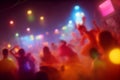 Blurred background revelry shindig. Night party with colored light