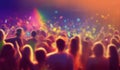 Blurred background revelry shindig. A night party with people are having fun in colorful spotlight at a nightclub