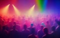 Blurred background revelry shindig. Night party with people are having fun in the spotlight at the concert