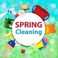 Blurred background with soap bubbles. Spring cleaning service co