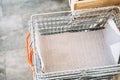 Zero waste food shopping. Metal basket for grocery goods Royalty Free Stock Photo