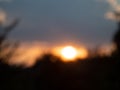 Blurred Background of View of Beautiful Sunset with Meadow Silhouette Royalty Free Stock Photo