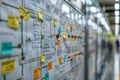 Blurred background of a whiteboard with project plans and timelines in modern office Royalty Free Stock Photo
