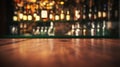 Blurred Bar Counter and Bottles Background on Empty Wooden Tabletop. created with Generative AI Royalty Free Stock Photo