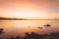 Blurred of beautiful blazing sunset landscape at black sea and m Royalty Free Stock Photo