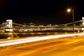 Blurred of Beautiful view The world famous  Chain Bridge in the night at Budapest, Hungary Royalty Free Stock Photo