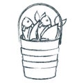 Blurred blue dark silhouette bucket full fish Royalty Free Stock Photo