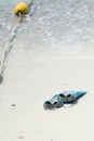 Blurred Blue fins for snorkel on the beach at the sea. Royalty Free Stock Photo