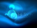 Blurred blue neon glowing circles, hi-tech modern bubble template, techno glowing glass round shapes or spheres Royalty Free Stock Photo