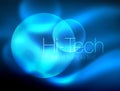 Blurred blue neon glowing circles, hi-tech modern bubble template, techno glowing glass round shapes or spheres Royalty Free Stock Photo