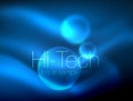 Blurred blue neon glowing circles, hi-tech modern bubble template, techno glowing glass round shapes or spheres Royalty Free Stock Photo