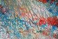 Blurred blue red orange silvery pastel creative paint hues. Abstract paint watercolor background Royalty Free Stock Photo