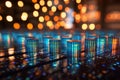 Blurred bokeh with binary code and computer circuitry for futuristic tech graphic design Royalty Free Stock Photo