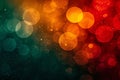 Blurred bokeh circle lights. Abstract colorful gradient green, yellow and red glitter sparkle background Royalty Free Stock Photo