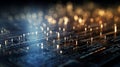 Blurred bokeh effect with binary code and computer circuitry for technology themed design Royalty Free Stock Photo