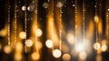 Blurred bokeh effect on broadway theater stage with elegant curtain and sparkling chandeliers