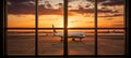 Blurred bokeh effect with enchanting glow of airplane windows and vibrant travel imagery