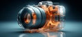 Blurred bokeh effect with innovative gadgets and futuristic tech concepts in vibrant color scheme