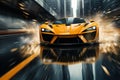 Blurred bokeh effect merging car traffic scenes and modern vehicle design for captivating backdrop.
