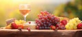 Blurred bokeh effect to vibrant picnic spread with finger foods and sparkling beverages
