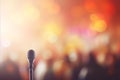 Blurred bokeh effect on vibrant concert stage with colorful lights and crowd in the background Royalty Free Stock Photo