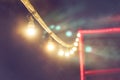 Bokeh fastival night light of city. abstract colourful evening string light bulb background