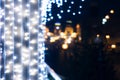Night city lights blur. Retro toned photo, vintage Royalty Free Stock Photo