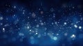 Blurred bokeh light on dark blue background. Christmas and New Year holidays template. Abstract glitter defocused blinking stars Royalty Free Stock Photo