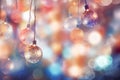 Blurred bokeh lights on holiday baubles