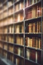 Blurred bookshelf in the library, created with generative AI Royalty Free Stock Photo