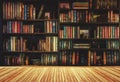 Blurred bookshelf Many old books in a book shop or library Royalty Free Stock Photo