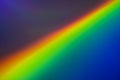 Blurred bright diagonal rainbow light refraction overlay effect for mockups. Organic diagonal holographic flare on a light wall Royalty Free Stock Photo