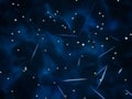 Blurred bright navy blue universe background with mist and golden stars