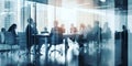 blurred business people meeting in modern office building conference room