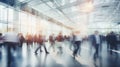 Blurred business people walking at a trade fair conference created with Generative AI