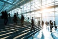 Blurred business people walking up and down stair outside office in fast movement Royalty Free Stock Photo