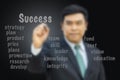 Blurred businessman writing success concept.