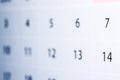 Blurred calendar abstract, background close-up image