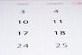 Blurred calendar abstract, background close-up image