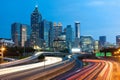 Blurred car lights on the freeway at downtown Atlanta Royalty Free Stock Photo