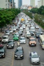 Blurred car traffic background in Hanoi street, Vietnam Royalty Free Stock Photo