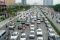 Blurred car traffic background in Hanoi street, Vietnam