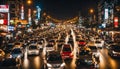 Blurred car traffic background at rush hour in Hanoi street, Royalty Free Stock Photo