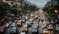 Blurred car traffic background at rush hour in Hanoi street, Royalty Free Stock Photo
