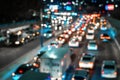 Blurred car traffic light at night city. Traffic jam in evening rush hour. Royalty Free Stock Photo