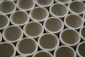 Blurred cardboard sleeves for fireworks. Tubes for pyrotechnics. Cardboard salute launcher barrel. Selective focus
