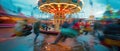 A Blurred Carousel Ride at a Festive Fairground Royalty Free Stock Photo