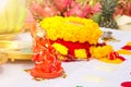 Blurred The ceremony of Brahmins with God Genesha