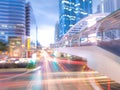 Blurred Chong Nonsi skywalk at bangkok skytrain